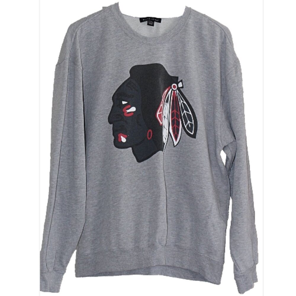 BLACK SCALE Mens Indian Head Sweatshirt, Streetwear + Snowboarding - Grey, sz XL